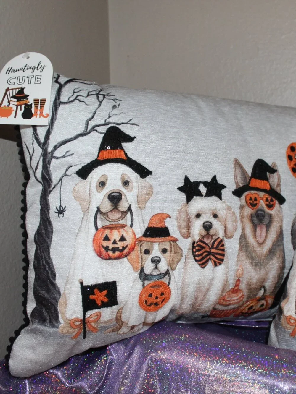 Halloween Dog Pillows Set of 2 with Sequins by Hauntingly Cute NWT
